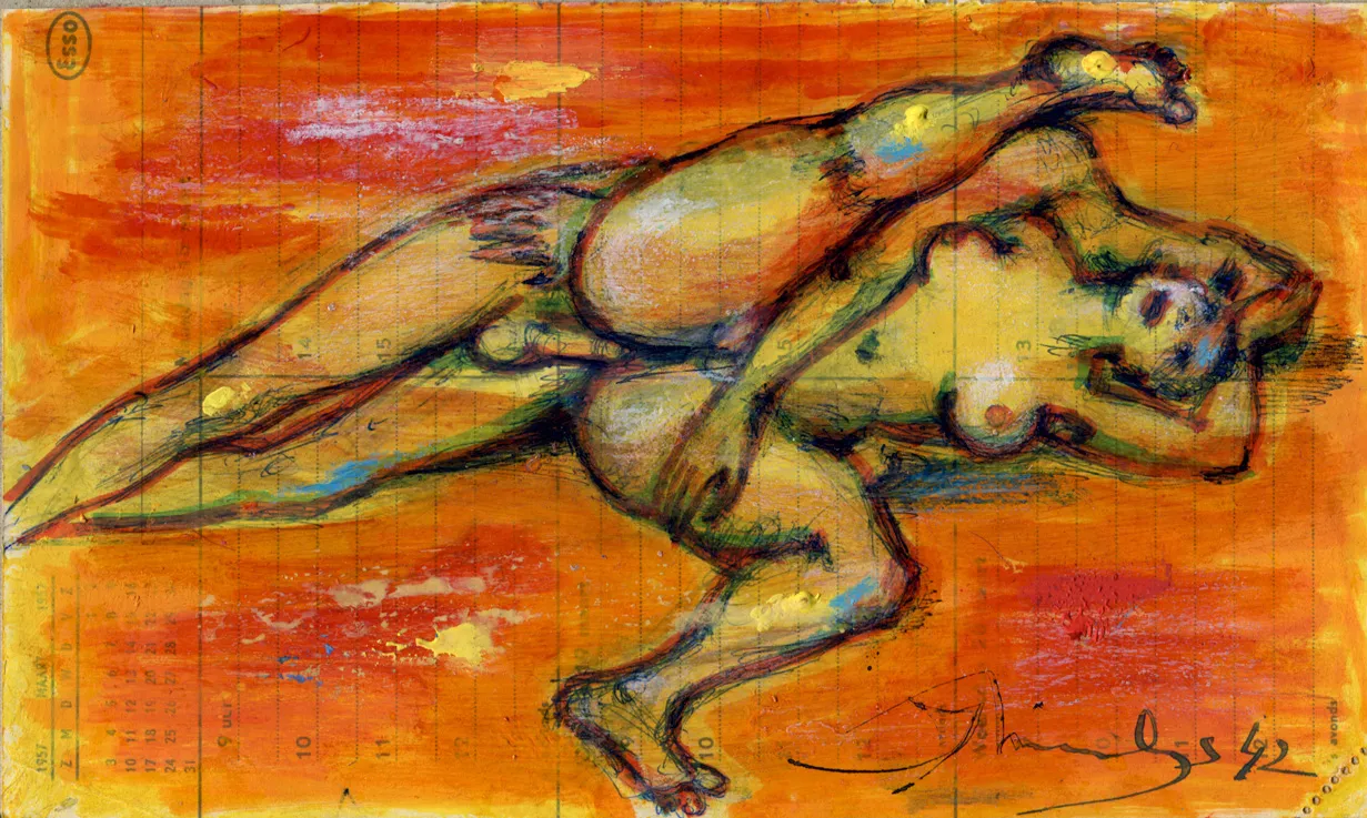 Couple - Dated - Man - Nude - Signed - Woman