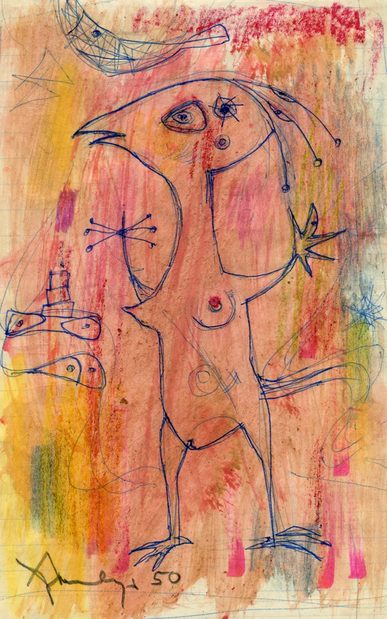 Animal - Bird - Dated - Nude - Signed - Woman