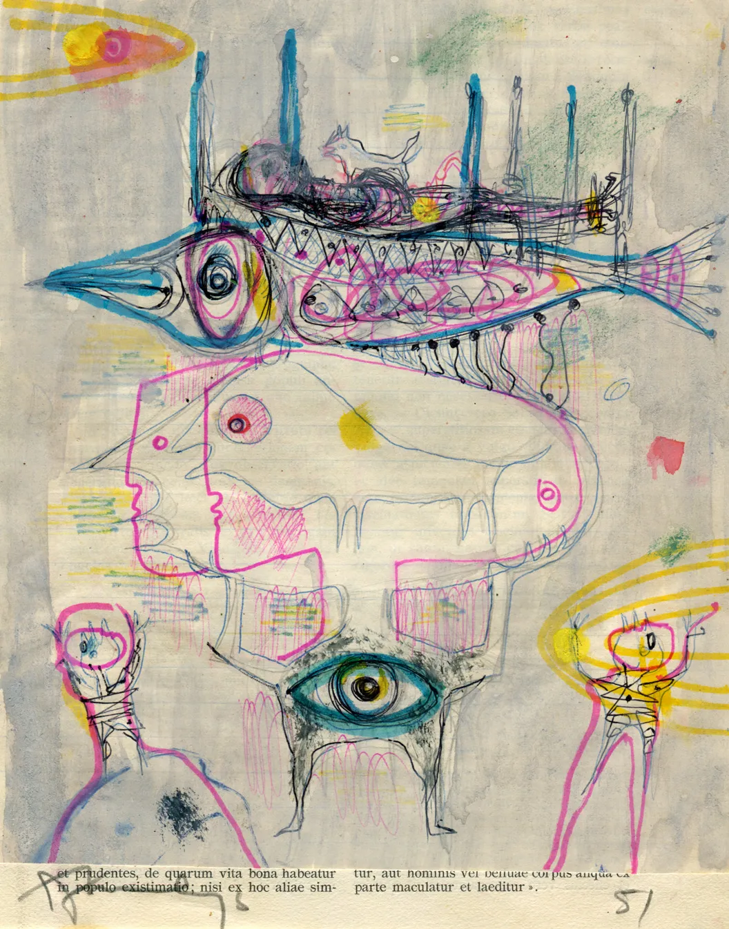Animal - Dated - Dog - Fish - Signed