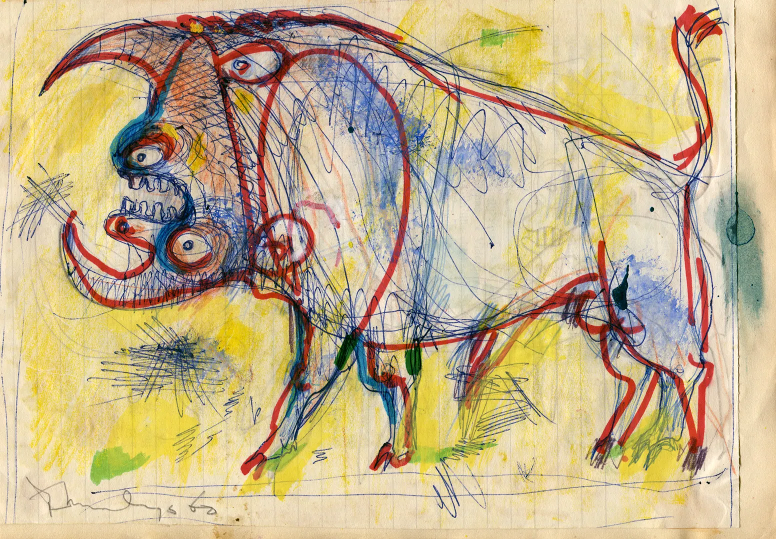 Animal - Bull - Dated - Signed