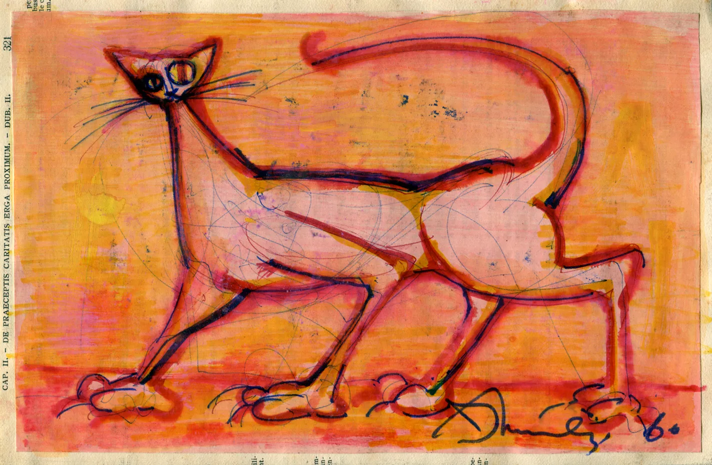 Animal - Cat - Dated - Signed