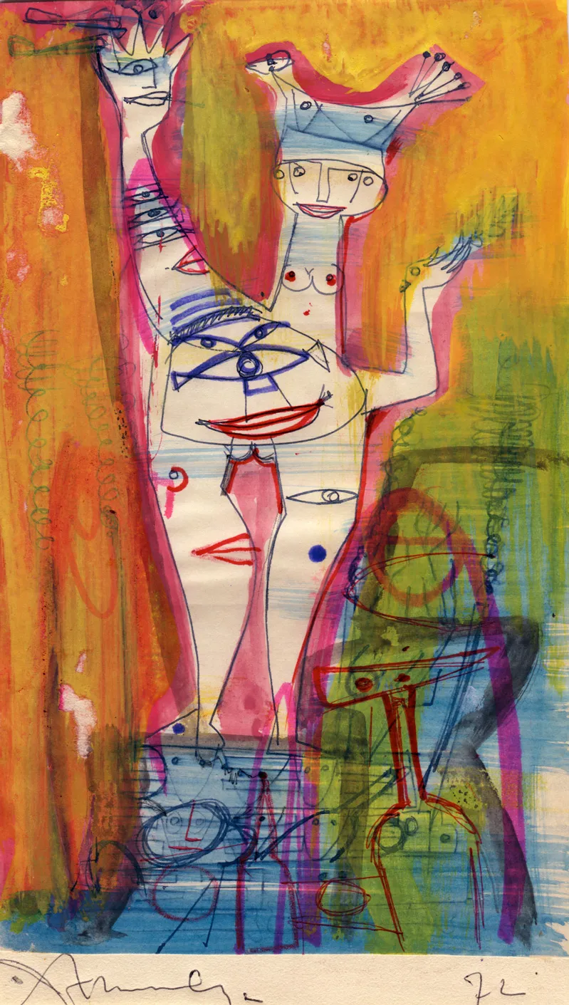 Animal - Bird - Construction - Dated - Nude - Signed - Woman